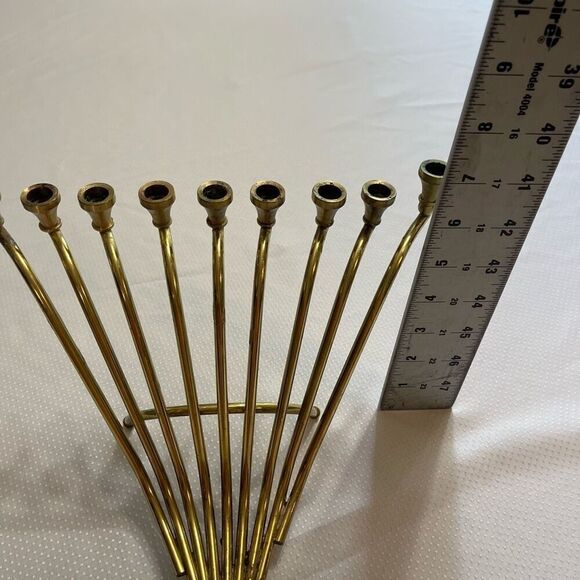 Midcentury Modern Solid Brass Chanukah Menorah Hanukkiah Judaica - Picture 11 of 11